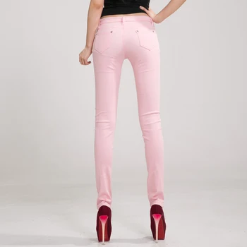 {Guoran} Beyaz Kırmızı Siyah 20 Şeker Renk Kadın Kot Pantolon Artı Boyutu Sıska İnce Pantolon Streç Kot Pantalon Femme Leggins