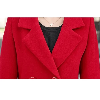 2018 Uzun Bayanlar Saf Renk Ceket Artı Boyutu M-4XLWomen Kışlık Ceket ve Palto Kruvaze Şık Kadın Y569 Ceket Yün