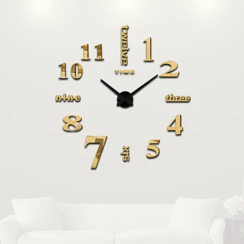 Ev Dekorasyon Kuvars büyük duvar saati modern tasarım 3D DİY büyük dekoratif duvar saatleri duvar benzersiz bir hediye Toplu Fiyat izle