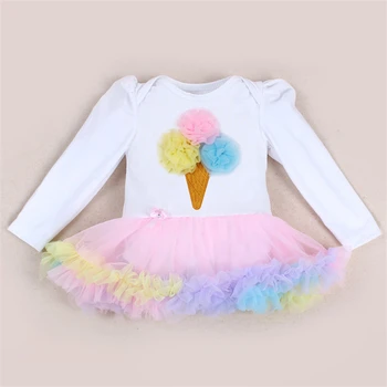 En yeni Sevimli Bebek Bebek Kız Prenses Romper 0-2 yıl Fırfır Tutu Elbise Parti Kostüm Bebe yeni Doğan Doğum günü Kıyafeti Ayarlayın