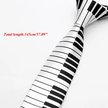 Yenilik Erkekler Siyah Ve Beyaz Piyano Klavye Kravat İnce Kravat Kişiselleştirilmiş Klasik Müzik Piyano Kravat Kravat