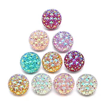 10 adet/çok Karışık Stil Ek Mücevher Renkli Kristal 18mm Reçine ek düğmeler Snap Bilezik bilezik fit Yuvarlak
