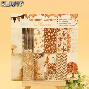 KLJUYP 24 Yaprak Sonbahar Bahçe Yapma Yastıkları Kağıt Origami Sanat arka Plan Kağıt Kartı Defteri, DİY Scrapbook Kağıt Zanaat