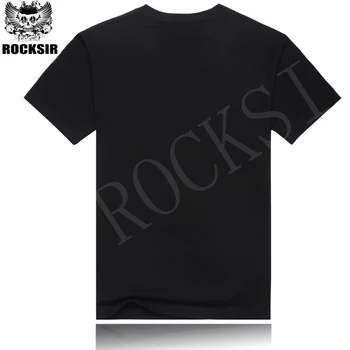 Rocksir Erkek T-Shirt Siyah Tshirt Kafatası Baskı Kaykay Rock Punk Hip Hop Hipster Siyah Tişört Homme Camisa Masculina