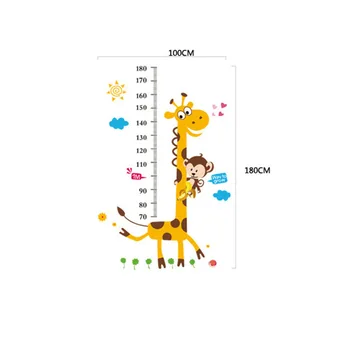 Çocuk Büyüme Grafiği Ölçü Yükseklik Zürafa Duvar Çıkartmaları Karikatür Hayvan Yatak Odası Oturma Odası Arka Plan Wallsticker Çıkartma Bulutlar
