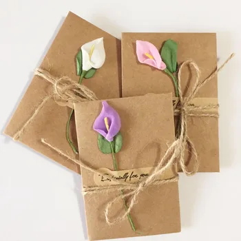 20pcs DİY Kraft Kağıt el Yapımı Kuru Çiçek Davetiye Zarf Düğün iyilik ile Noel Tebrik Kartı ( Rasgele Desen )