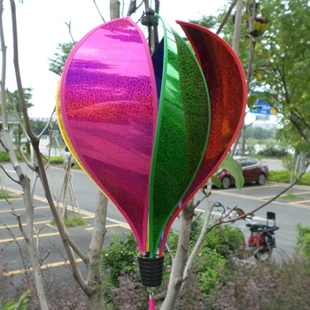 Renkli Gökkuşağı/Izgara Sıcak Hava Balonu Şerit Spinner Bahçe Bahçe, Açık Dekor Rüzgar Rüzgar Tulumu