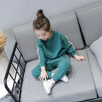 2018 bahar yeni kız rahat giysiler yeni ayarlar kids kız çocuk eşofman sweatshirt+pantolon set