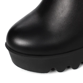 KARİNLUNA 2017 Küçük Büyük Boy 31-43 Siyah Beyaz Kadın Ayakkabı Rahat Platform Kama Artan Kışlık Botlar Chaussure Yükseklik