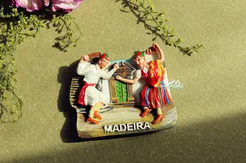 Portekiz Madeira Halk Dansları Turizm Seyahat Hatıra 3D Reçine Buzdolabı Mıknatısı El Sanatları