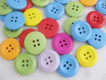 WBNNWN toplu dikiş el sanatları için 20 mm 25 mm Karışık renk 4 delikli tahta Düğme ürünleri düğmeleri