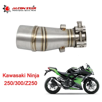 Kawasaki Z250 2008-15 İçin Alconstar-Motosiklet Egzoz Susturucu Orta Boru egzoz olmadan 300 2013-16 Ninja 250R 2008-12 Ninja
