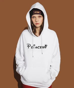 Kadınlar 2018 Bahar Kış Fleece Sweatshirt Kadın Spor giyim Eşofman Harajuku K PRENSES Moda Baskı Kawaii Kapşonlu-pop