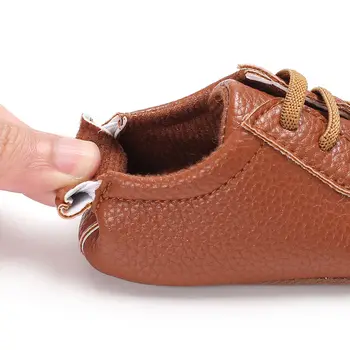 6 Renk Yeni Sonbahar Bebek Ayakkabıları PU Deri Toddler Bebek Kız Ayakkabı Dantel-up Katı Yumuşak Kauçuk Anti-Erkek Bebek Ayakkabı kayma