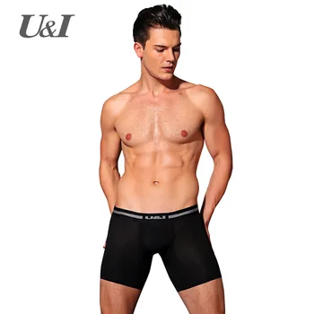 U & I Erkek iç çamaşırı genç Erkek Boxer bel nefes alabilen pamuklu erkek uzun düz ayak pantolon tasarım hip kişilik Şort