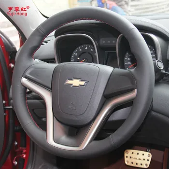 Chevrolet Malibu 2011-arası dönemde El Yuji-Hong Üst Tabaka Gerçek İnek Deri Araba Direksiyon Kapakları Kılıf dikişli