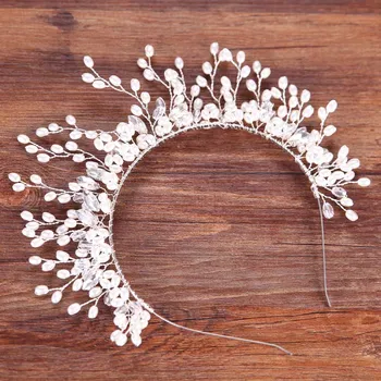 Yeni Varış noiva Saç tokası Çiçek İnci Kristal Vintage Saç Çember Gelin Tacı Taç Düğün Takı Saç Aksesuarları SL