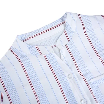 Sonbahar İlkbahar Bayan Moda Şifon Bluz Artı Boyutu S-3XL yepyeni Uzun Kollu Kadın Beyaz Gömlek Çizgili