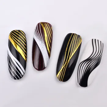 2 Sayfa 3D Altın Siyah Nail Art Liner Şerit Tırnak Sticker Çıkartmaları DİY Beyaz Çivi İpuçları Dekorasyon Araçları Çivi Çıkartmalar Güzellik