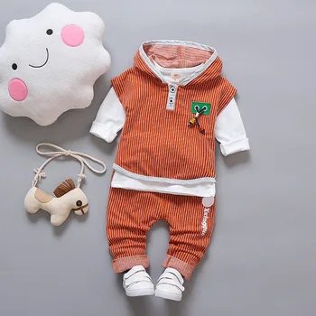 Bebek Çocuk Elbiseleri Çocuk 2018 Bahar seç: Bebek, Çocuk Giyim Setleri Kapşonlu Bebek Elbise Çizgili Setleri Çocuklar