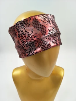 P17156 Yeni python metalik spandex düz moda saç bandı siyah eşkenar dörtgen baskılı şapkalar saç bandı kadınlar için iyi streç ayarlayın