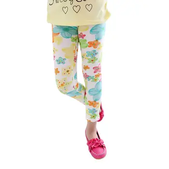 Bebek Renkler 2 için 14Y Çiçek Baskı Tozluk Klasik Yürümeye başlayan Çocuklar Kız Pantolon Çizgili