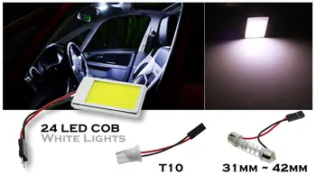 2(set) LED Beyaz Panel Otomatik Araba stil Lamba Ampul Adaptörü T10 18 Kubbe Okuma Haritası 31 mm mm 39 mm 520 24leds