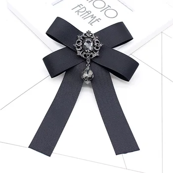 Siyah kurdele Vintage Şerit Ilmek retro Yaka Korsaj gömlek kravat Düğün Broches kravatı Takı hediye Kadınlar parti Pin Broşlar