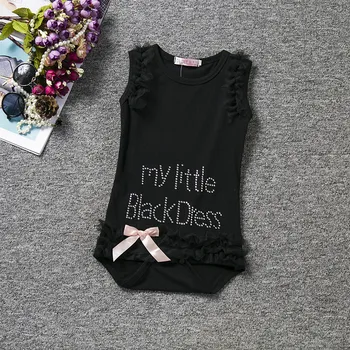 Bebek Küçük Kız Siyah Badi Benim 1 2 Yıl Bebek Kız Elbiseleri Kıyafetleri Yeni Doğan Bebek Kız Uyuyanlar Pijama Tulum Elbise