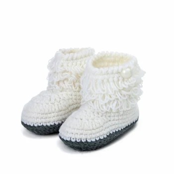 6month Hi-Üst İlk Yüksek Çizmeler Bebek Yürüyüş ve el Yapımı Tığ Bebek Ayakkabı Yenidoğan 0 yeni El dokuması Bebek Bebek Yumuşak Ayakkabıları-