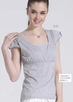 Yaz Kadın Moda kısa Kollu PregnantWomen İçin Beslenme Casual T-Shirt Hemşirelik Emzirme dantelli Elbise ile Giymek Üstleri
