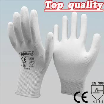NMSAFETY 12 çift Hafiflik rahat beyaz polyester/naylon ucuz iş eldivenleri,çalışma endüstriyel DSB Anti-Statik eldiven