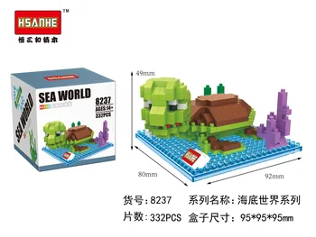 HSANHE Mikro Bloklar 8237 DİY Bina Tuğla Sea world 3D Model Oyuncak Balık Mini Bloklar Çocuklar oyuncakları Çocuklara Hediye 8233 Karikatür