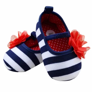 Yaz Bebek Ayakkabıları Çiçek Çocuk Kız Pamuk Yumuşak Elastik Bant lastik Tabanlı Ayakkabı Beşik Ayakkabı Kullanın Aydır kayıp Çizgili