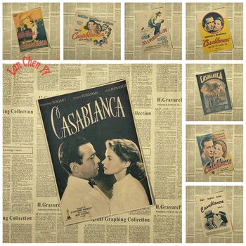 Aşk filmi Casablanca Klasik Film Kraft Kağıt Poster Vintage Çizim İç mekan Dekorasyon Duvar sticker Ücretsiz Kargo
