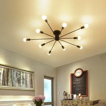 Oturma Odası Kahve Restaurant Lamba Armatür Kapalı Ev Aydınlatma İçin Siyah Retro Vintage Tavan Işık Fikstür