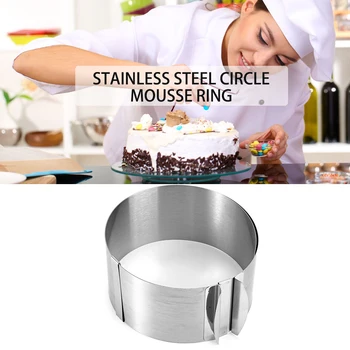 Paslanmaz Çelik Çember Sıcak Satış Geri Çekilebilir Mousse Yüzük Pişirme Aracı, Kalıp Boyutu Ayarlanabilir Dekor Pişirme Araçları Kalıp Kek