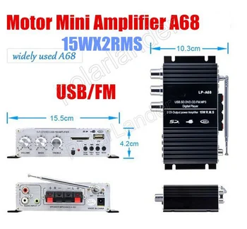LP-A68 12 V USB sd mmc FM araç amplifikatör uzaktan kumanda 15WX2 RMS Hİ-Fİ dijital güç mini amplifikatör ile ekran
