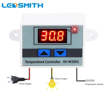 LEDSMİTH XH-W3001 Dijital Sıcaklık kontrol DC 12 24 AC 220 Mikrobilgisayar Sıcaklık kontrol su Geçirmez NTC Sonda LED
