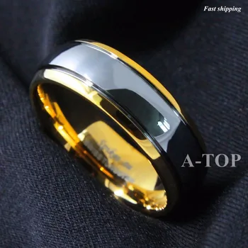 8mm Kubbe Altın Erkek Tungsten Yüzük alyans Gelinlik Takı Boyutu 108 Ücretsiz Kargo