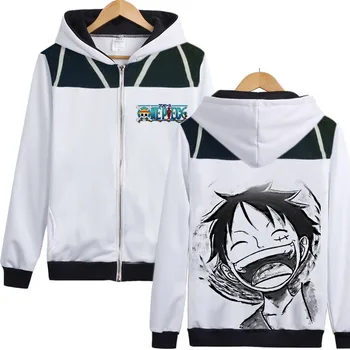 Anime One Piece Luffy Kapşonlu Hasır şapka Luffy başındaki hoody Ceket Ceket dış Giyim Elbise Sweatershirt her İki Marka Baskılı
