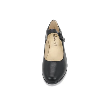 Hellenia Kadın ayakkabı siyah ofis Bayan ayakkabı elbise moda pompalar parti ayakkabı orta Topuk deri çorap PU Deri ayakkabı Deri PU