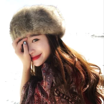 Yeni Kadın Bayan Rus Kabarık Tilki Kürk Şapka Kış Earwarmer Kayak Şapka Faux Kış Boş Üst Kalınlaşma Tilki Kürk Şapka Kenarlı