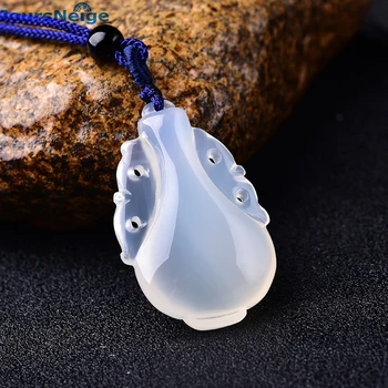 Toptan Beyaz Kalsedon Doğal Kristal Kolye Seiko Kadın Erkek Kristal Moda Takı için Güvenli şişe Kolye oyulmuş