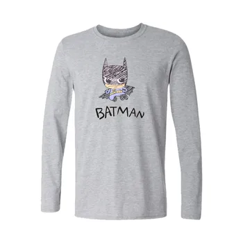 Süper Kahraman Batman Uzun Kol Erkek Gömlek İlkbahar Sonbahar Moda Tişört Erkek Pamuk Rahat Karikatür Tshirt Erkekler Komik Artı Boyutu 4XL