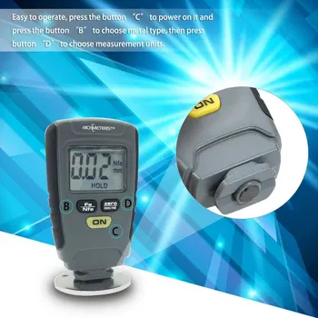 Kalınlık ölçüm Cihazı Fe/NFe 0-1 Kaplama karşılığında 660 RM El Dijital Boya.Araba Enstrüman Demir Alüminyum Metal için 25 mm