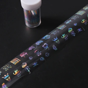 Cadılar Bayramı 1 Şişe 4*100 cm Gökyüzü Çivi Folyo çok Renkli DİY Manikür Tırnak Sanat Transferi Sticker Dekorasyon Aksesuarları