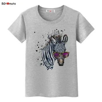 BGtomato Zebra leopar güneş gözlüğü t shirt kadın moda trend serin yaz Marka kaliteli casual t-shirt tops