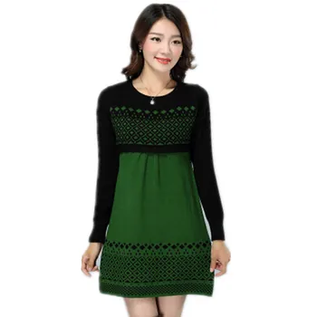 Kadın Elbise Yeni Moda Kadın Sonbahar Kış Elbise Kadın Kore İnce Uzun Kollu Yün Örgü Düsüyor Zenit-line Elbise Kazak