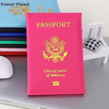 ForeverFriends Amerika Birleşik Devletleri Pasaport Sahibi Kapak PU Lear KİMLİK Kartı Moda Seyahat s pasaport Amerika için pasaport Kapakları
